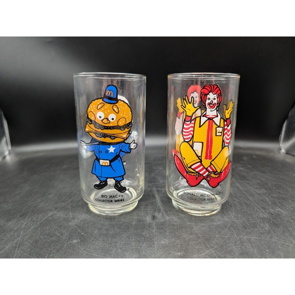 Vintage 1970's Ronald McDonald Big Mac Glass McDonald's Collector Series Cup Lot